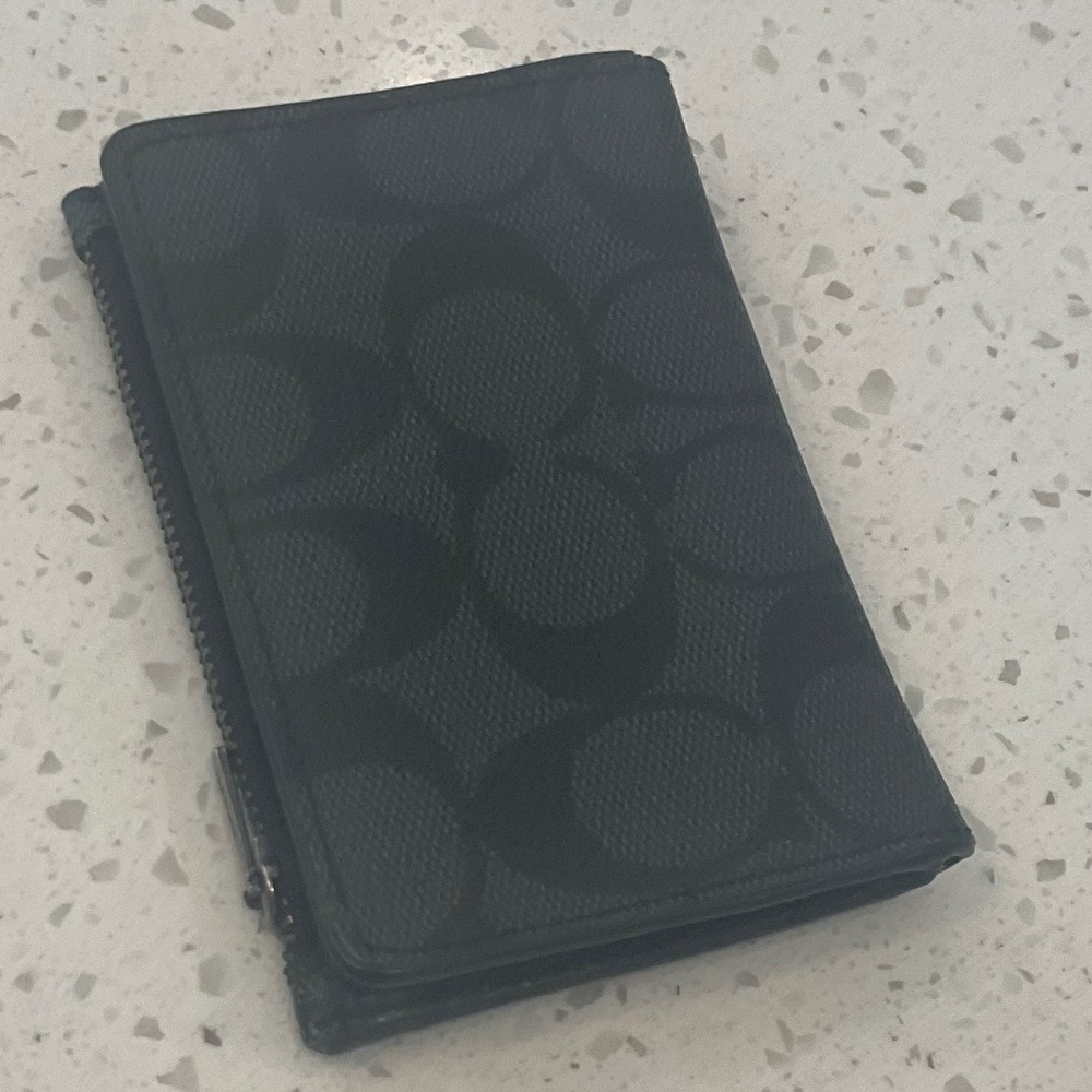 Gray Snap Wallet In Signature Canvas